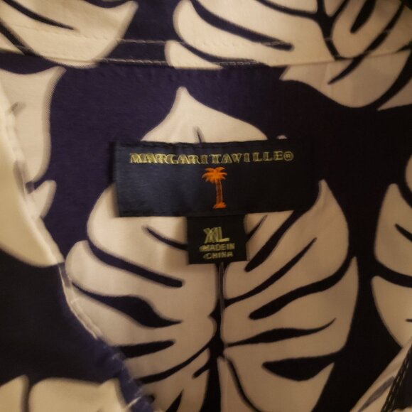 🎉HostPick Margaritaville Men's Hawaiian Blue White Floral Short Sleeve Shirt XL - Picture 5 of 8